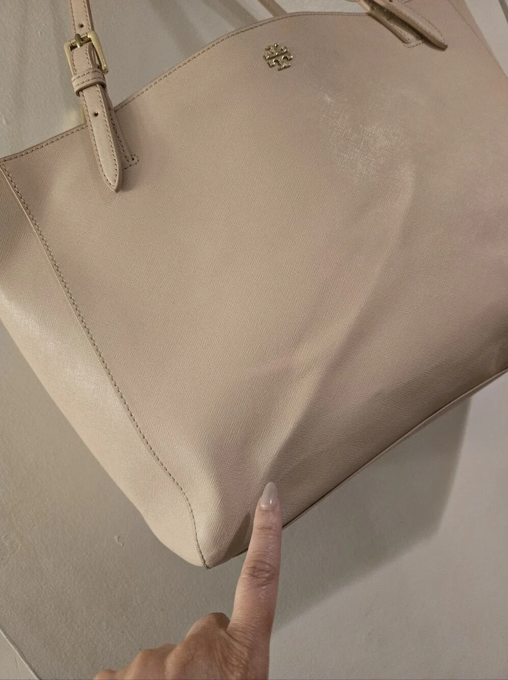 TORY BURCH York Small Tote Bag Pastel Baby Pink Saffiano Leather Diaper Work
